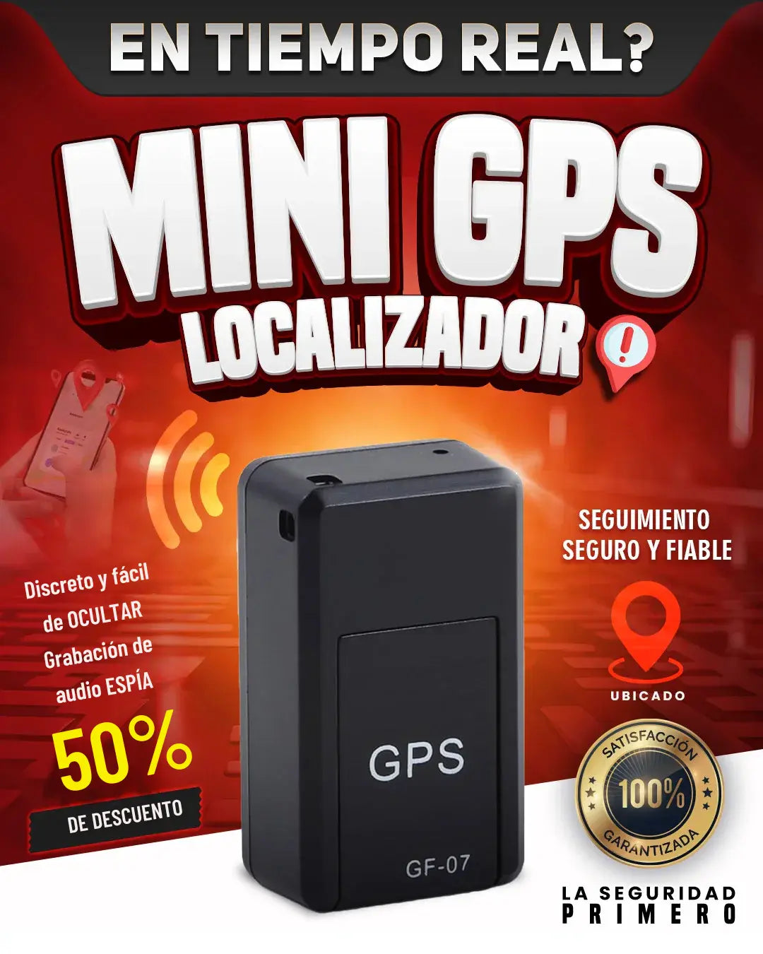 Mini GPS con Micrófono - Localización en Tiempo Real, Seguridad al Instante y Escucha Remota